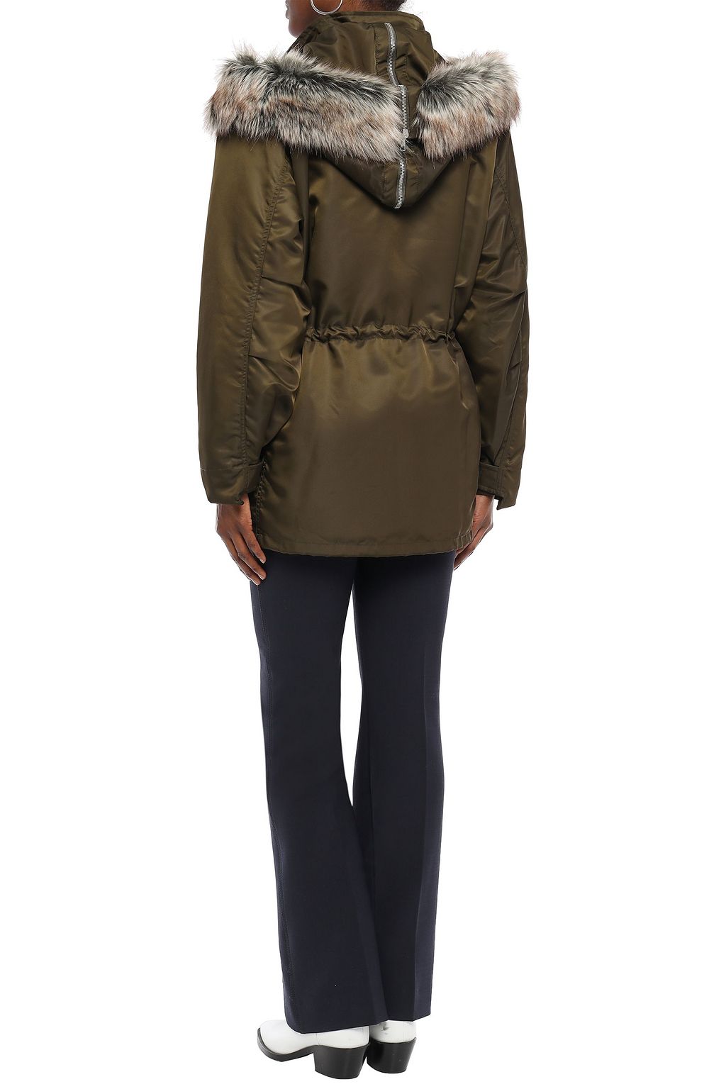 ROKH Faux fur-trimmed shell hooded jacket
