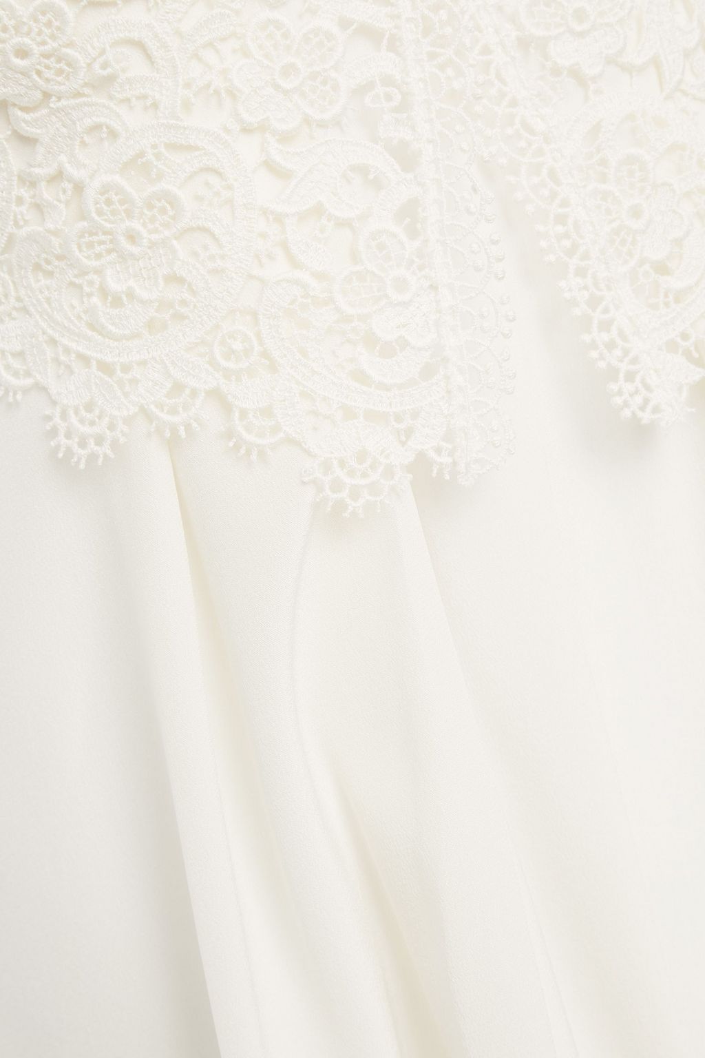 VICTORIA BECKHAM Asymmetric lace-paneled crepe de chine dress