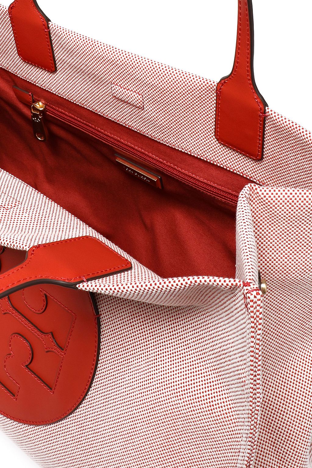 TORY BURCH Ella leather-trimmed canvas tote