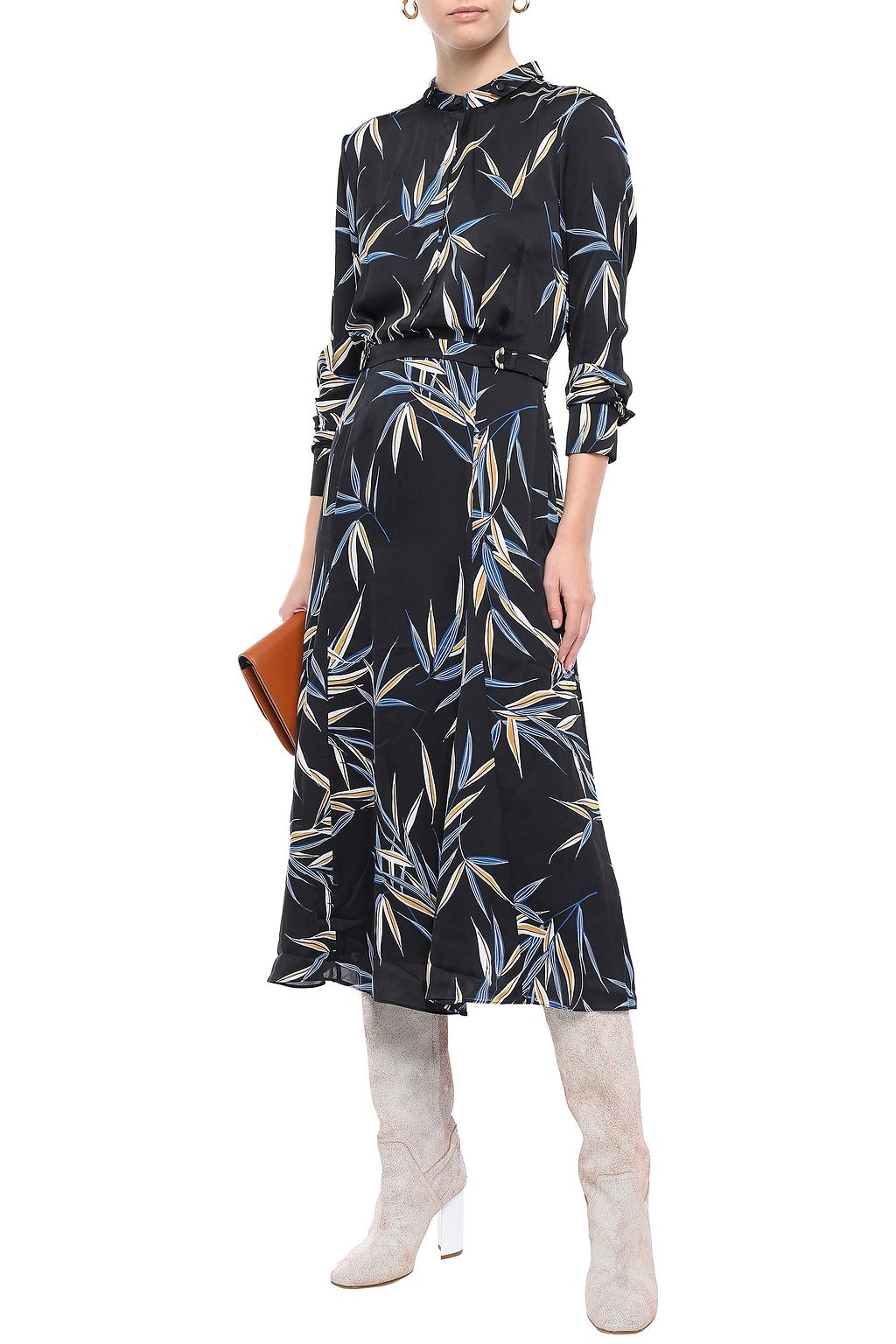 EQUIPMENT Printed satin midi shirt dress