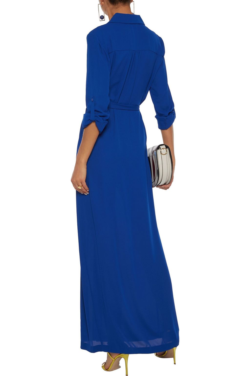 DIANE VON FURSTENBERG Amina belted crepe de chine maxi shirt dress