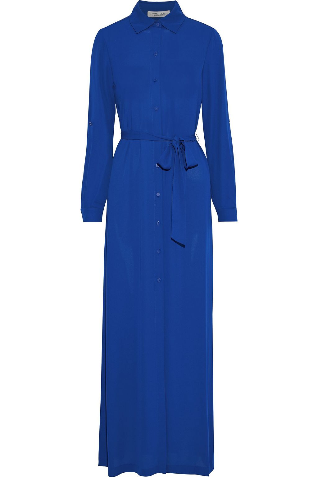 DIANE VON FURSTENBERG Amina belted crepe de chine maxi shirt dress ...