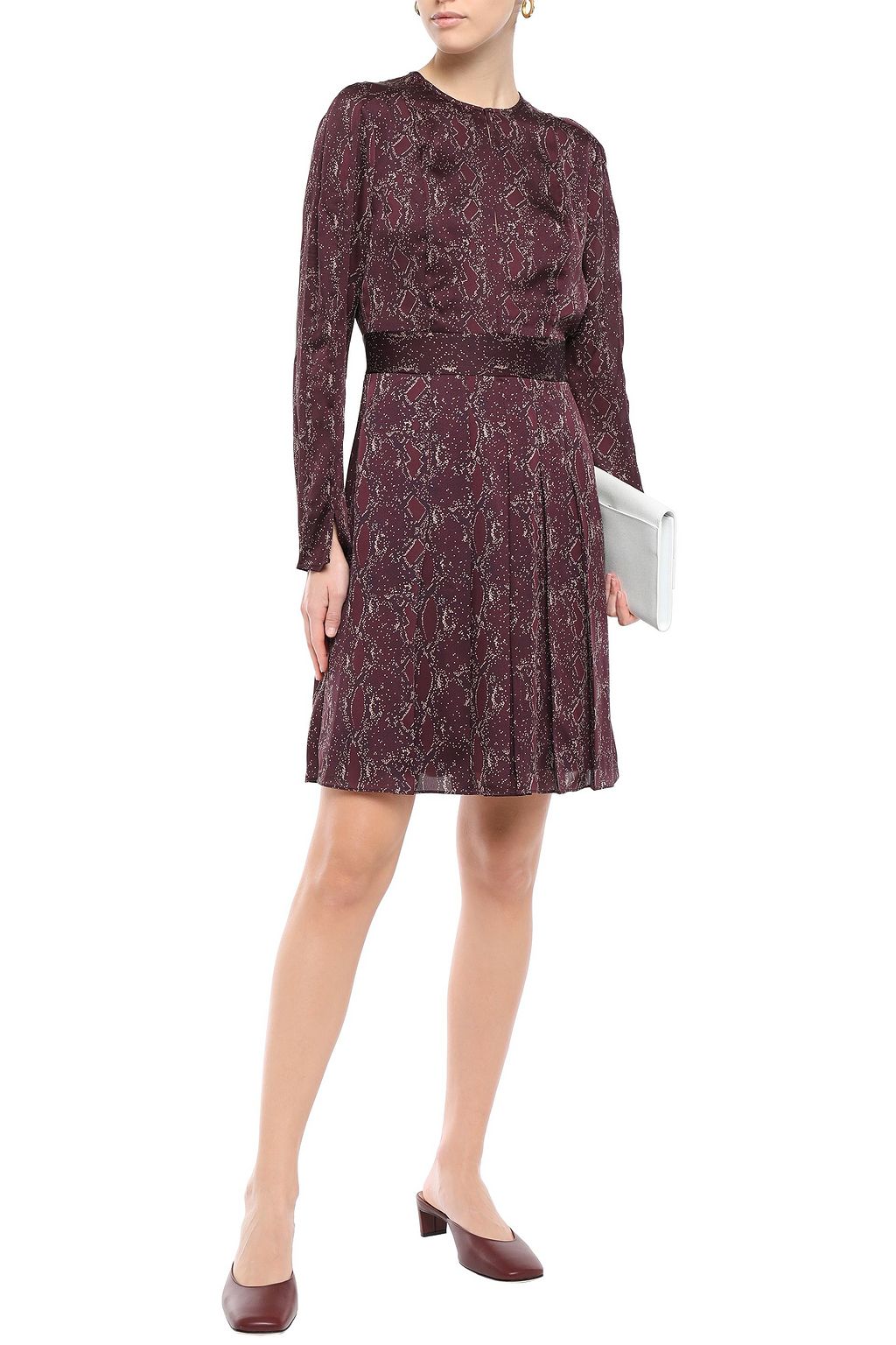 EQUIPMENT Pleated printed satin mini dress