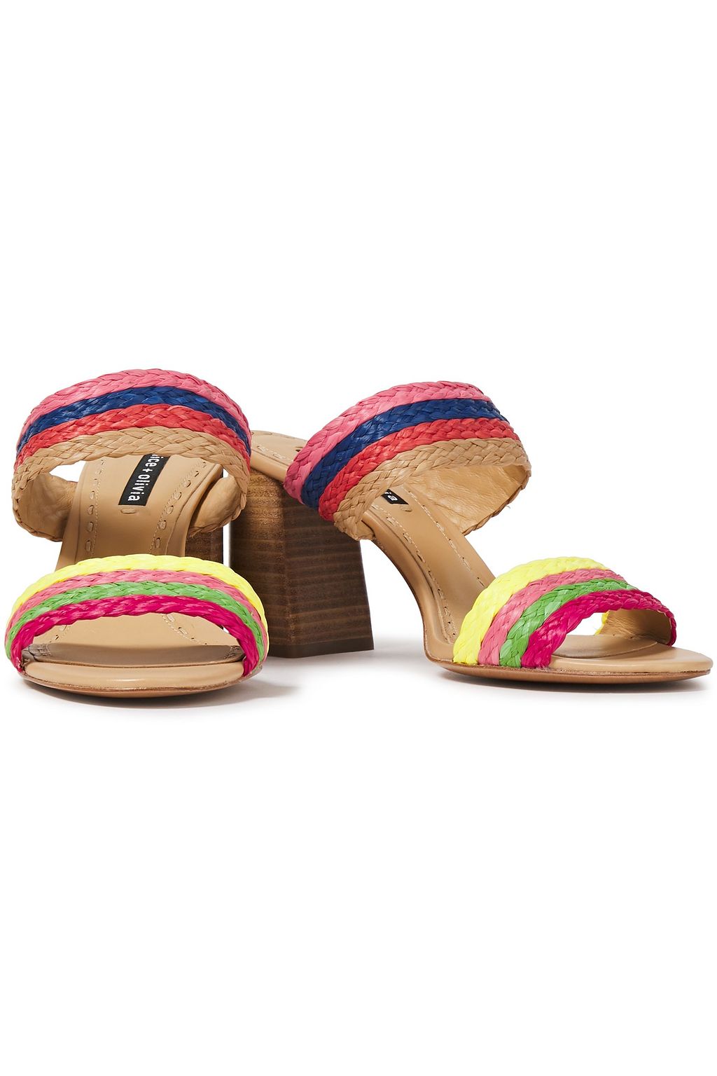 ALICE + OLIVIA Leeda striped raffia mules