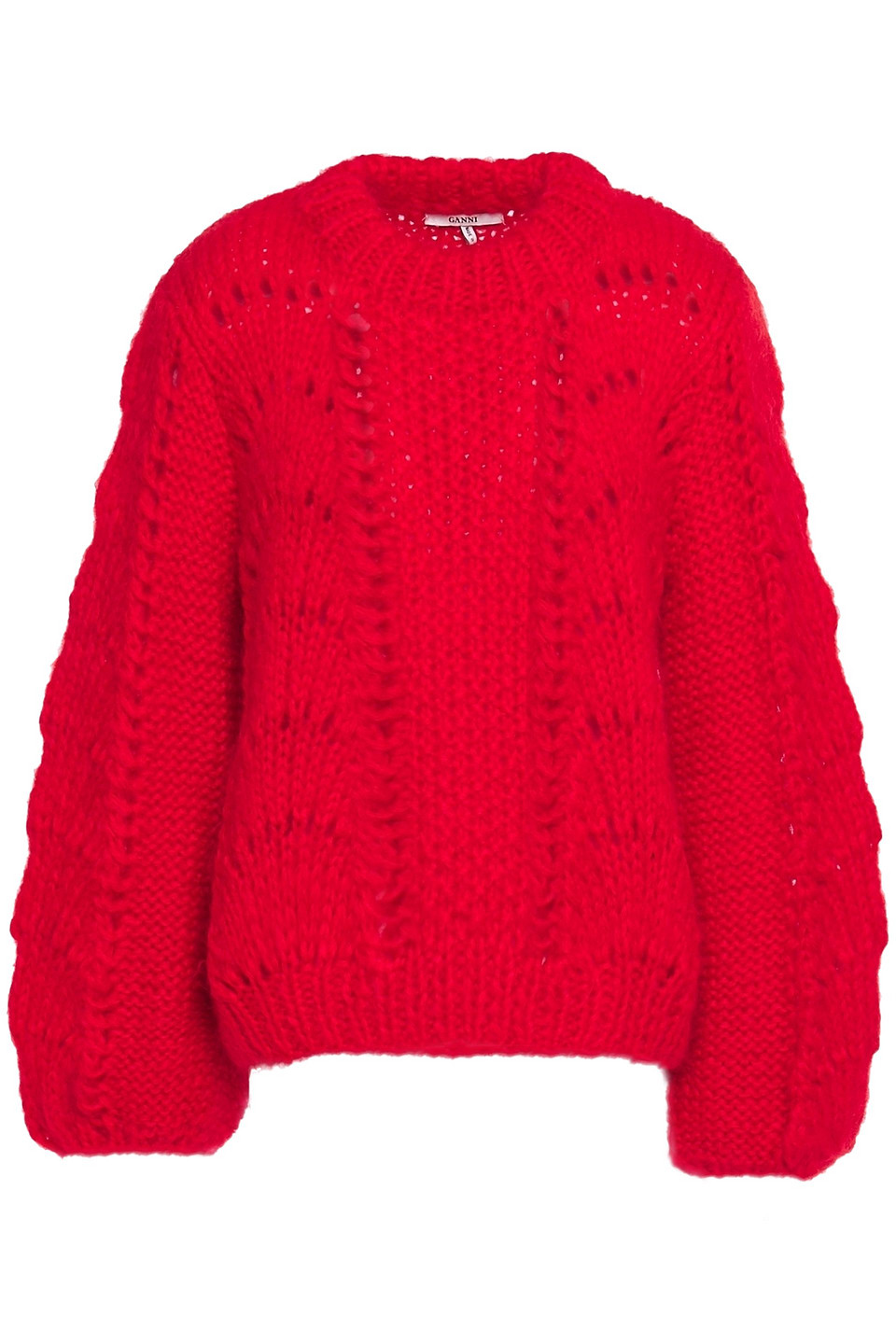 Ganni Woman Julliard Open-knit Mohair And Wool-blend Sweater Red Size S