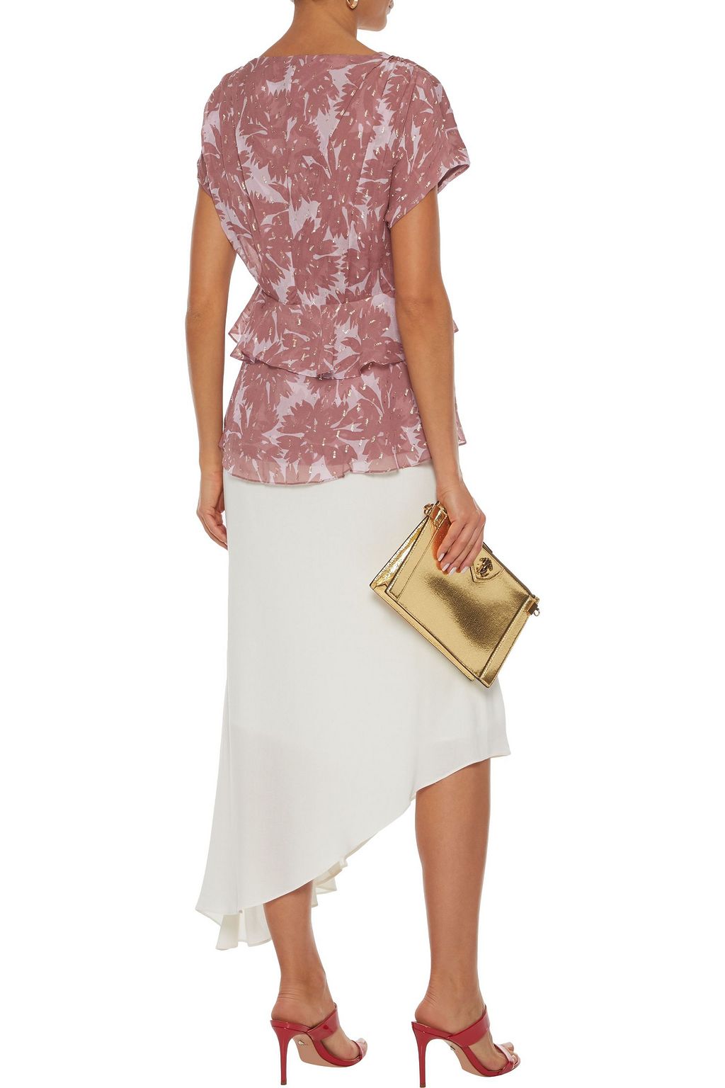 DIANE VON FURSTENBERG Millie printed metallic fil coupé silk-blend georgette top
