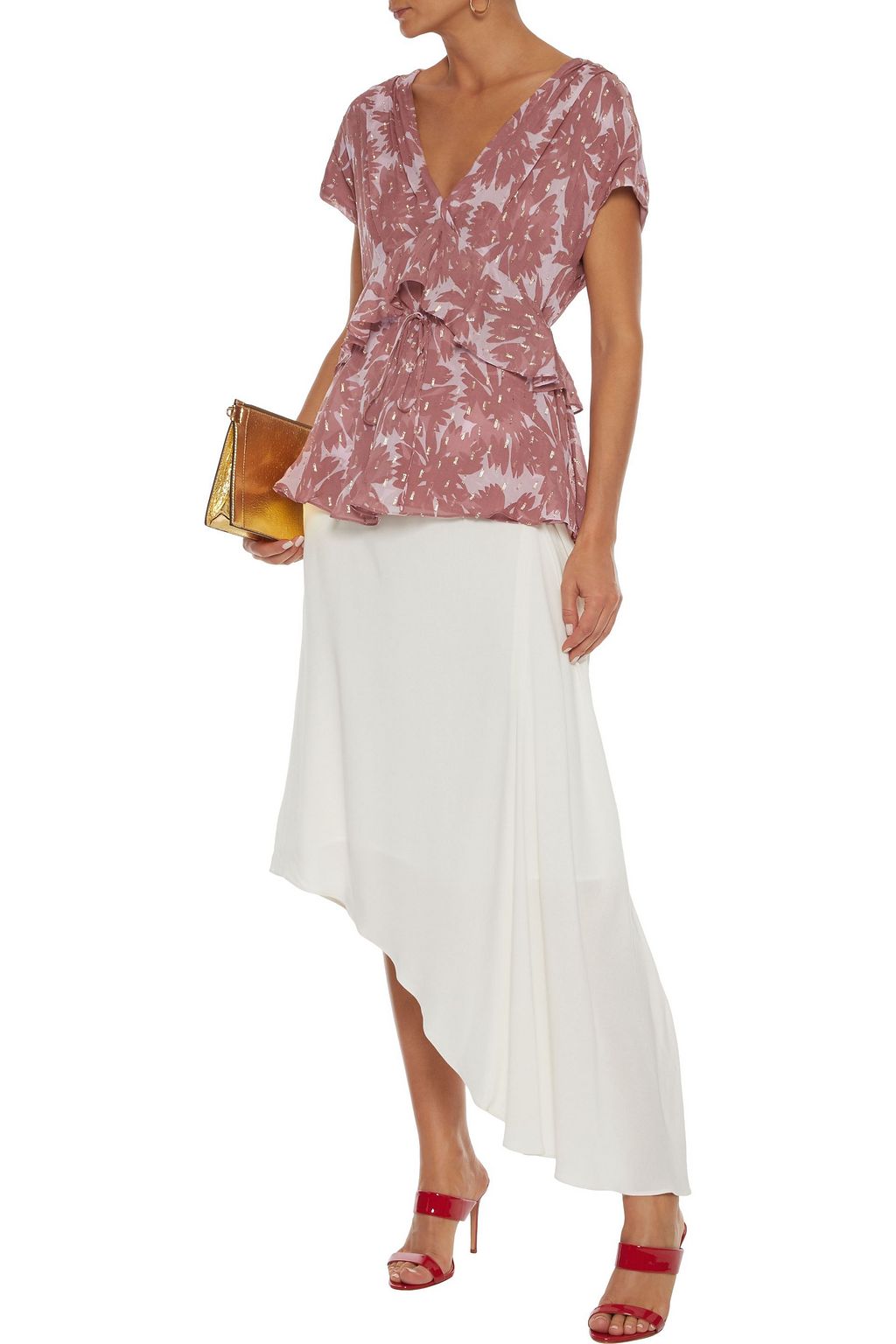 DIANE VON FURSTENBERG Millie printed metallic fil coupé silk-blend georgette top