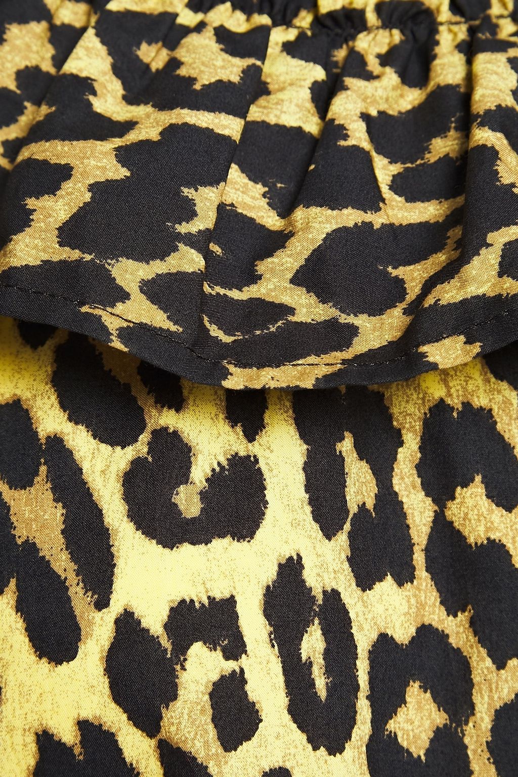 GANNI Minion ruffled leopard-print cotton-poplin mini dress