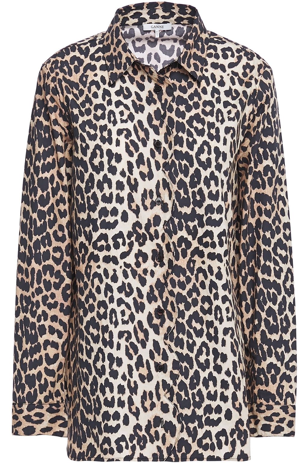 ganni leopard shirt dress