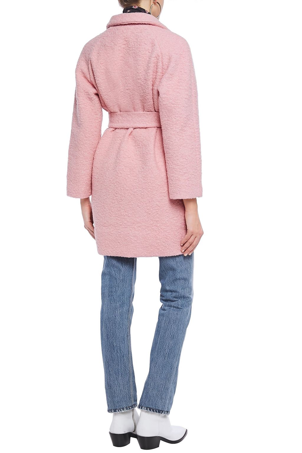 GANNI Belted wool-blend bouclé coat
