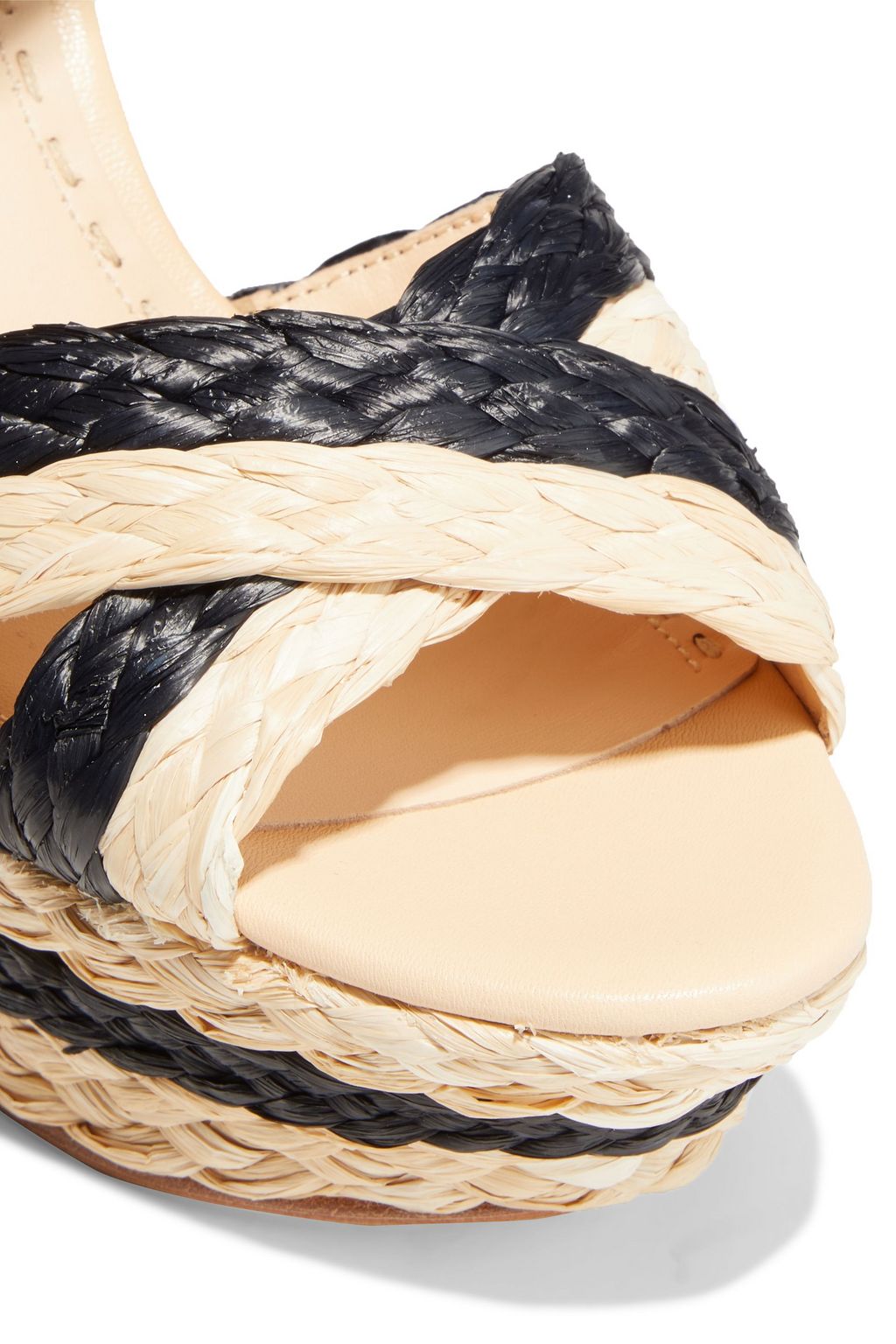 ALICE + OLIVIA Josiey striped braided raffia wedge sandals