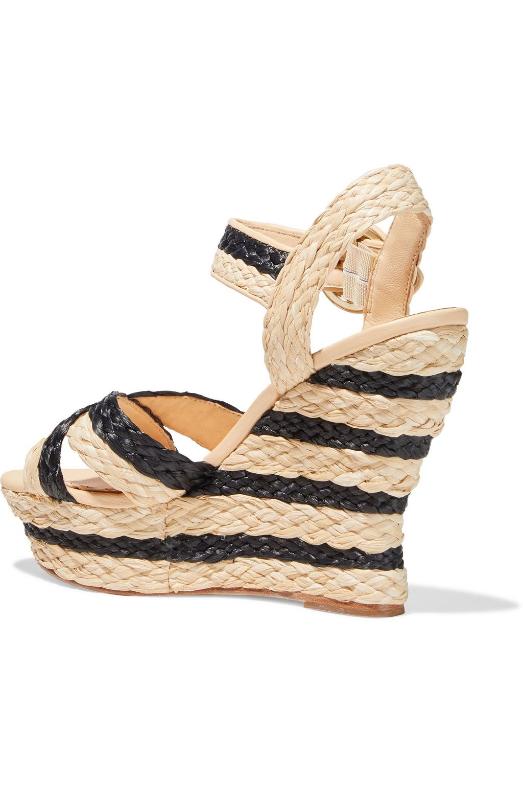 ALICE + OLIVIA Josiey striped braided raffia wedge sandals