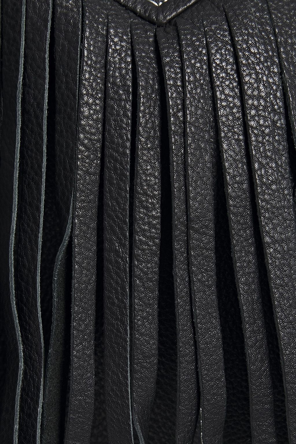 GANNI Fringed textured-leather jacket