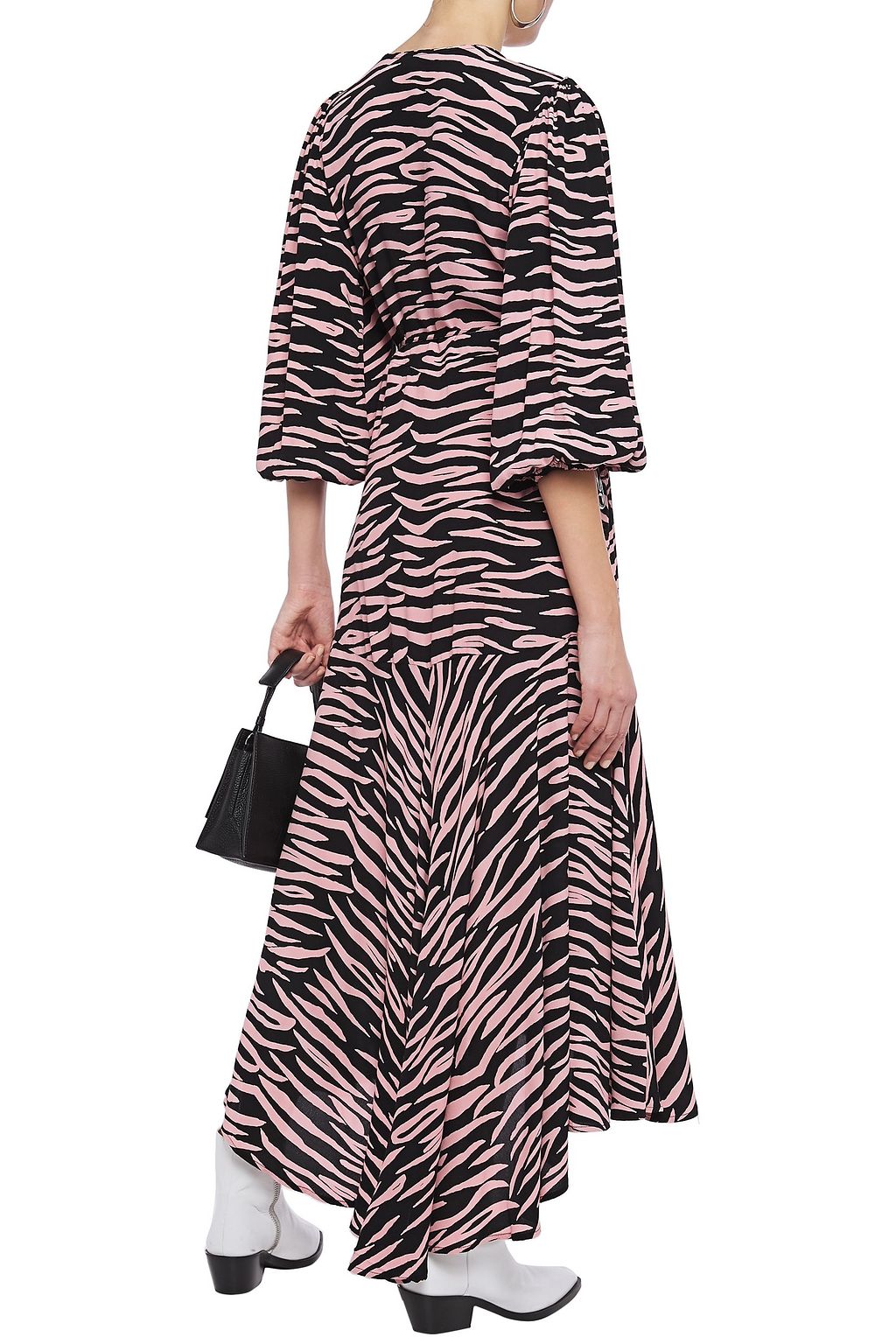GANNI Lindale printed crepe de chine maxi wrap dress
