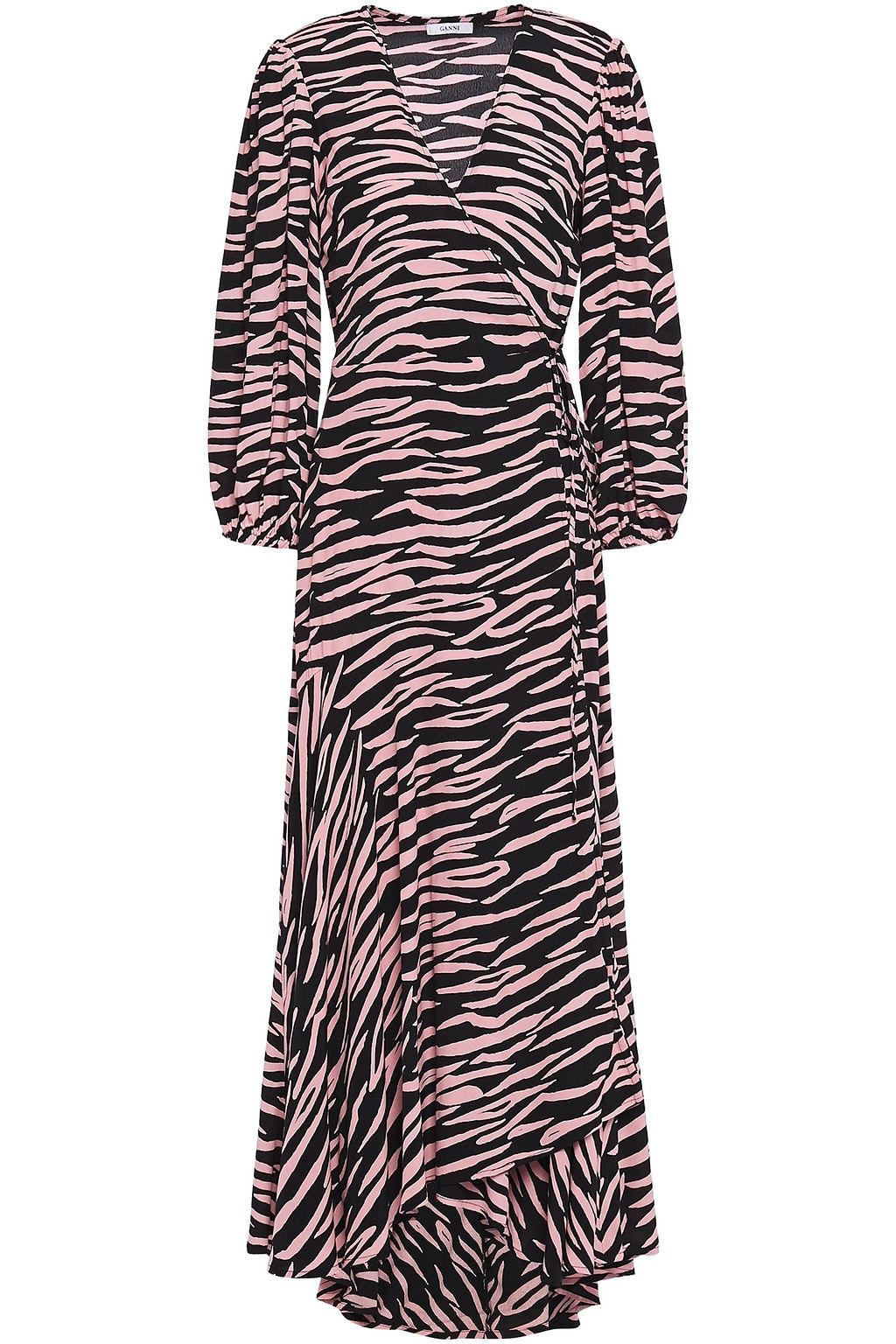 Baby pink Lindale printed crepe de chine maxi wrap dress | Sale up to ...