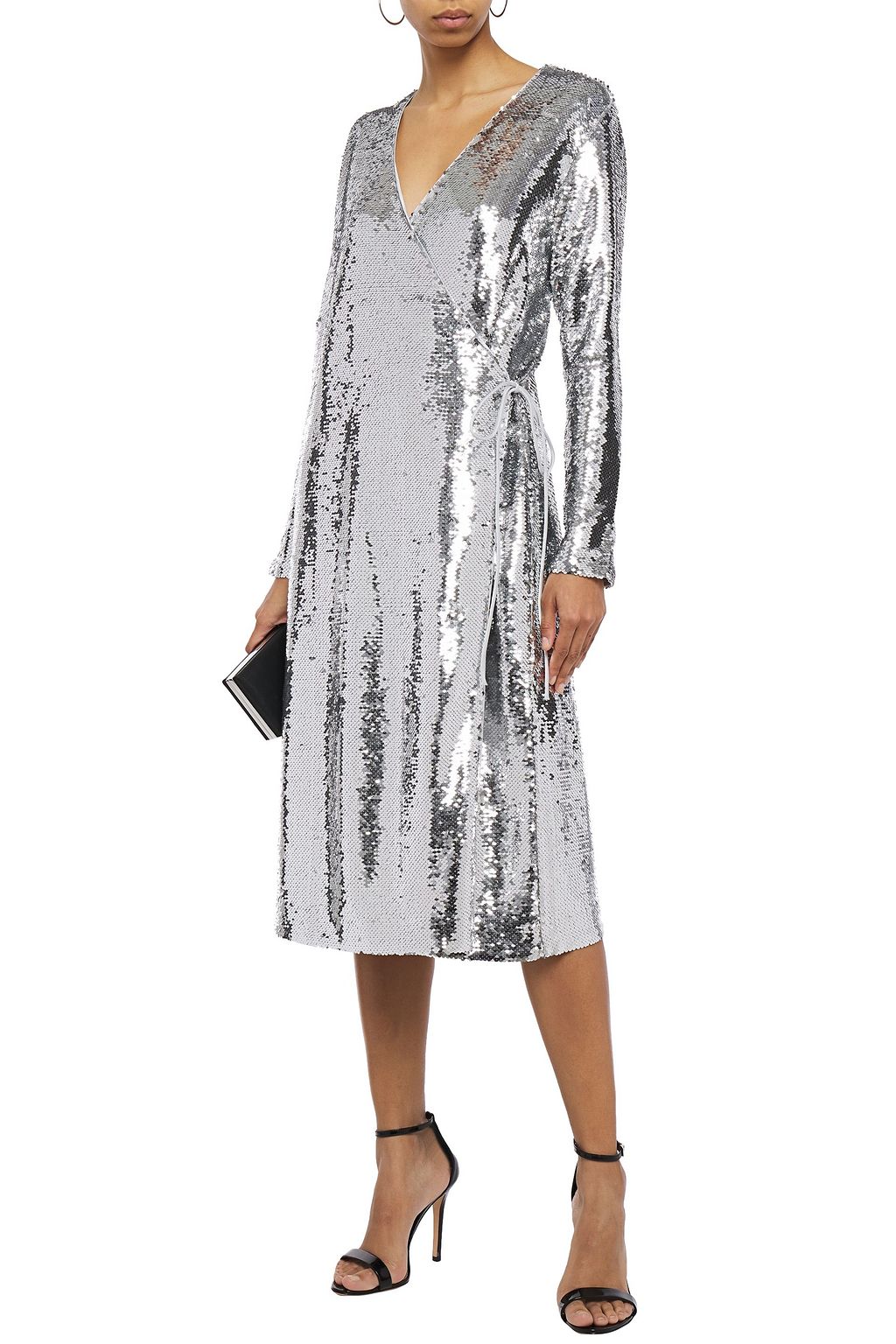 GANNI Sonora sequined tulle midi wrap dress | Sale up to 70% off | THE ...