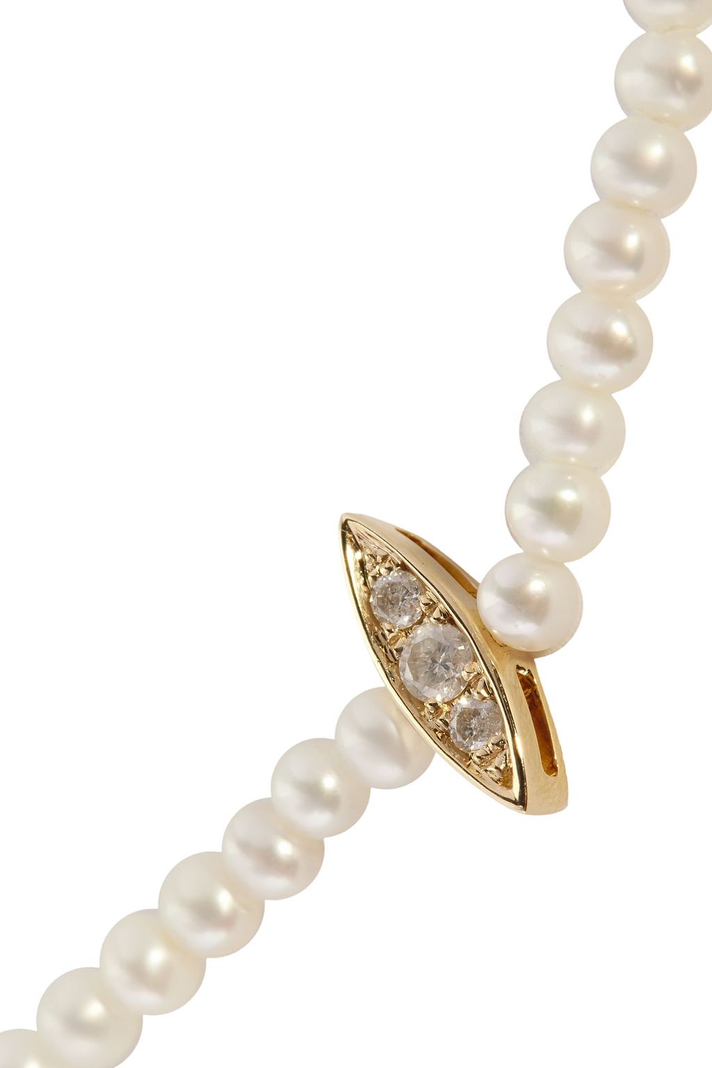 ANISSA KERMICHE 14-karat gold, pearl and diamond choker
