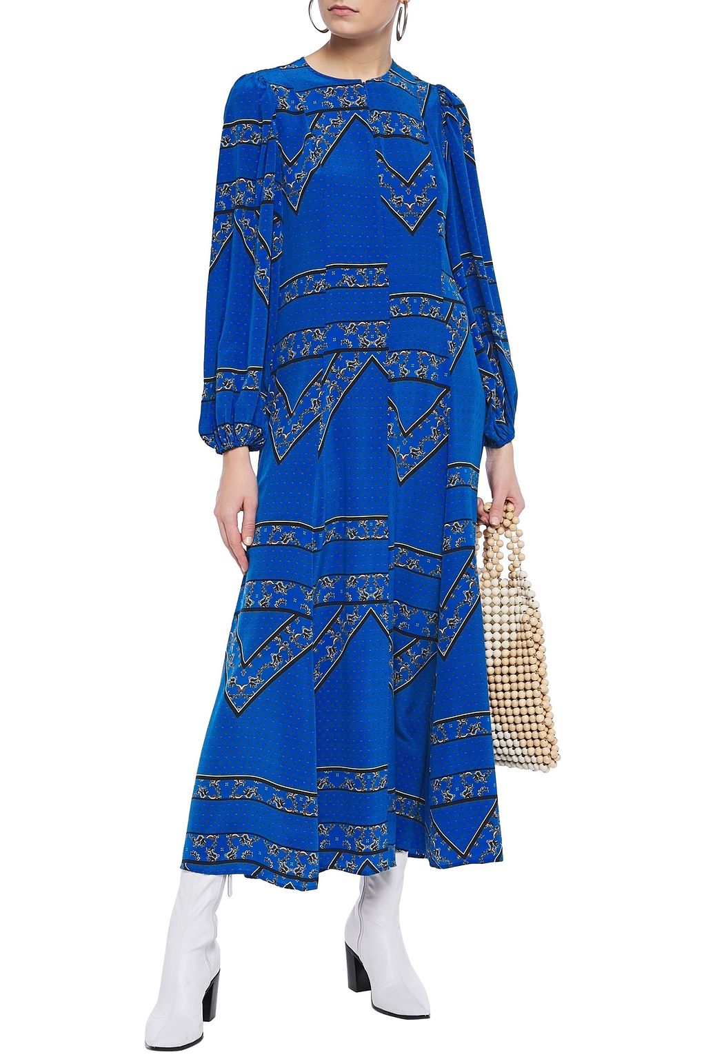 GANNI Cloverdale printed washed-silk maxi dress