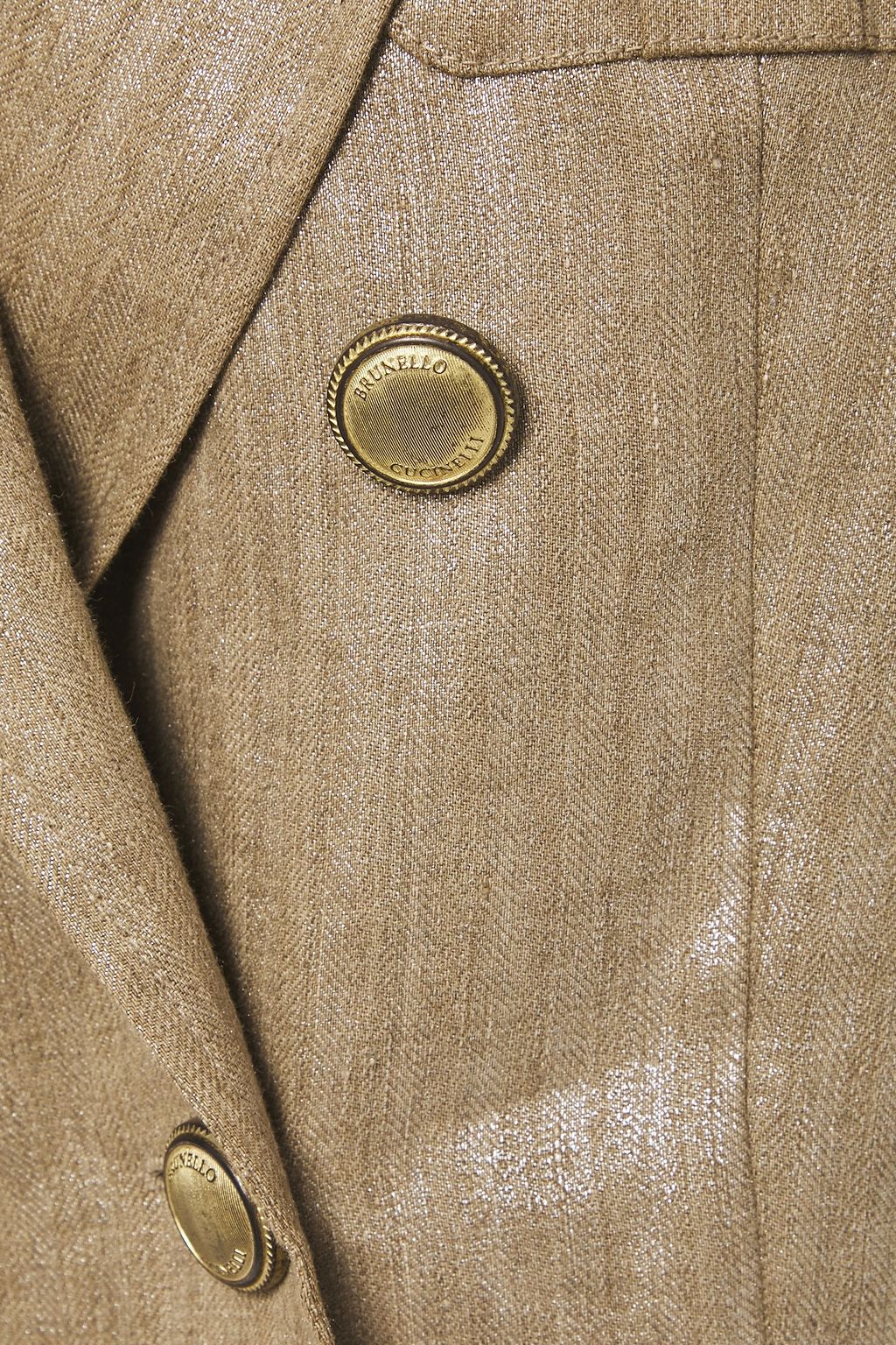 BRUNELLO CUCINELLI Double-breasted embellished coated-linen blazer