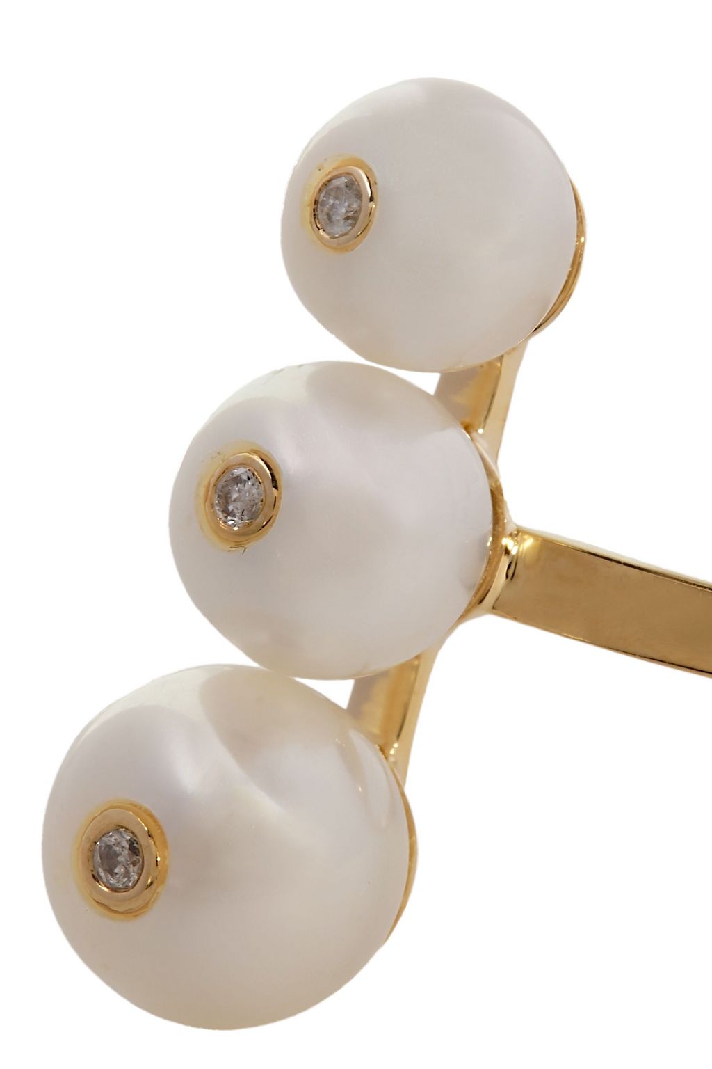 ANISSA KERMICHE 14-karat gold, pearl and diamond ring