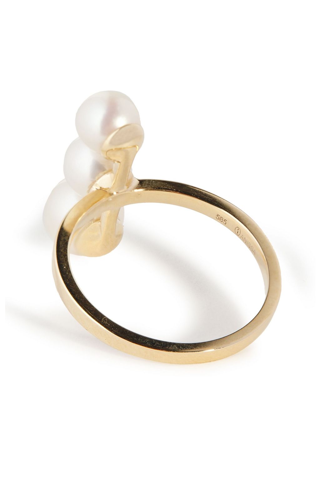 ANISSA KERMICHE 14-karat gold, pearl and diamond ring