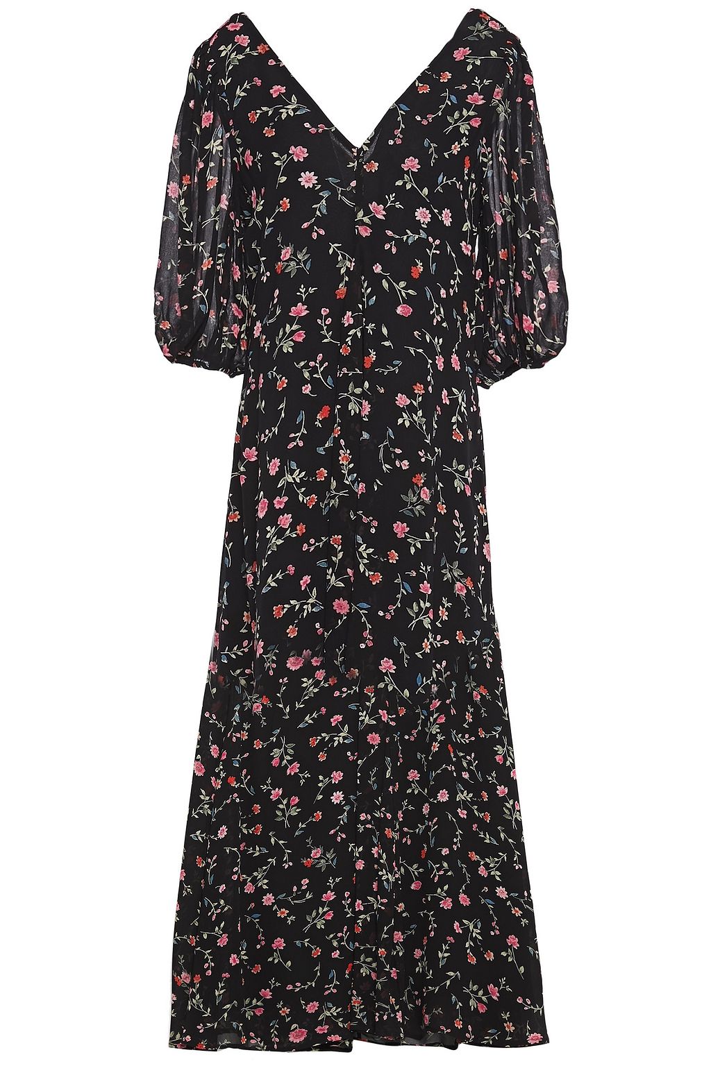 ganni black floral dress