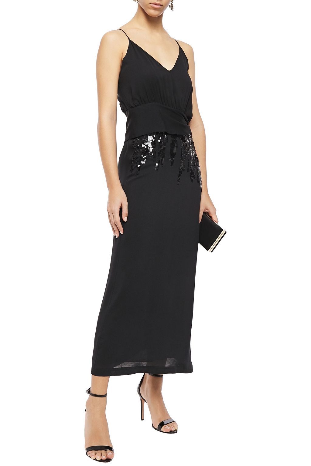 VICTORIA BECKHAM Sequin-embellished silk-crepe jersey midi dress