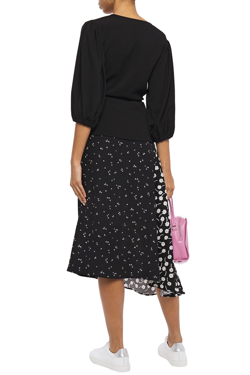 GANNI Stretch-crepe wrap blouse