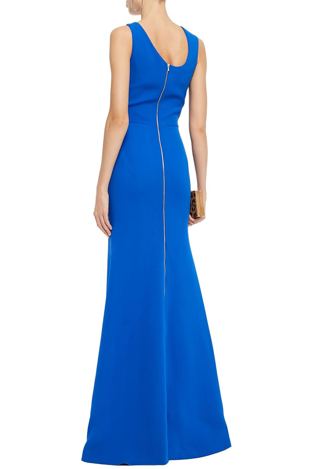 VICTORIA BECKHAM Fluted zip-detailed wool and silk-blend gown