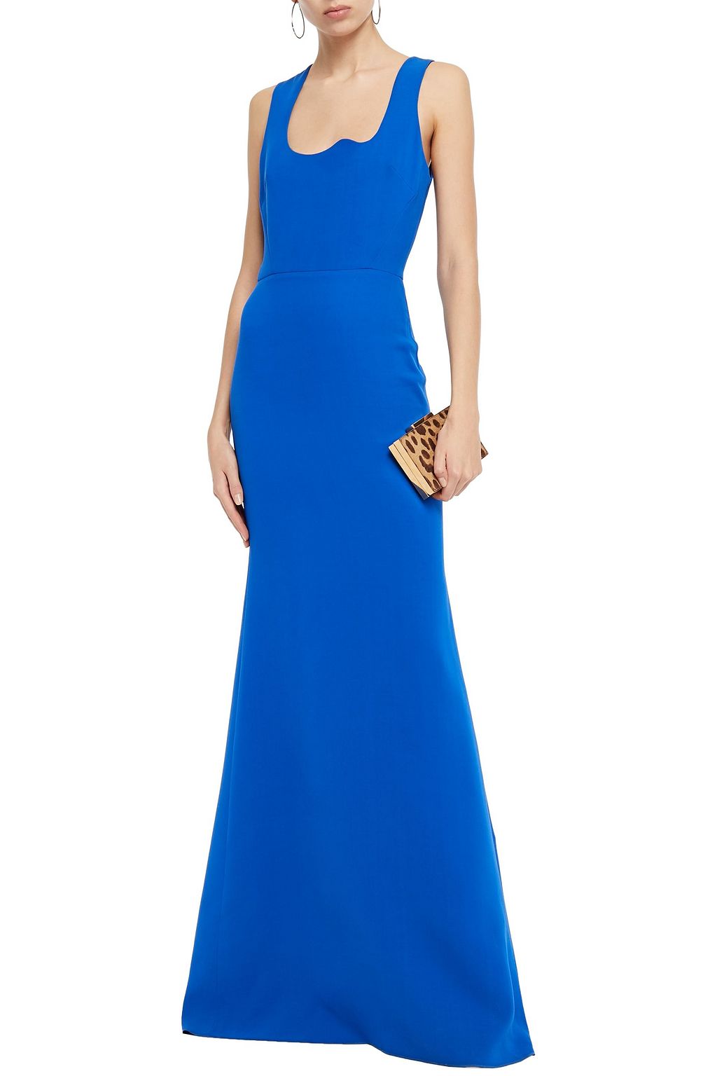 VICTORIA BECKHAM Fluted zip-detailed wool and silk-blend gown