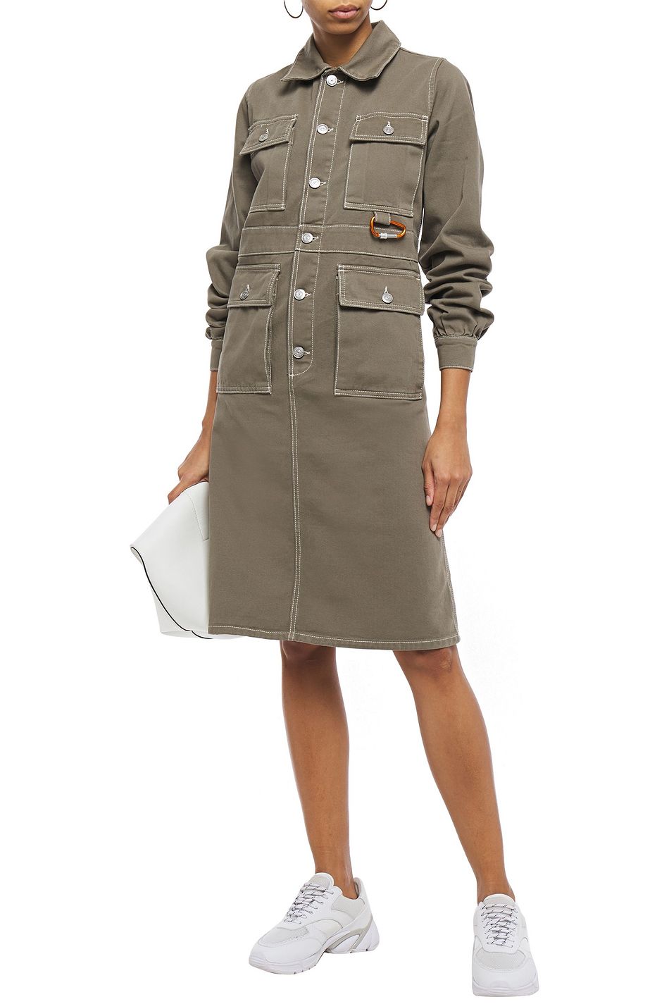 khaki green denim dress