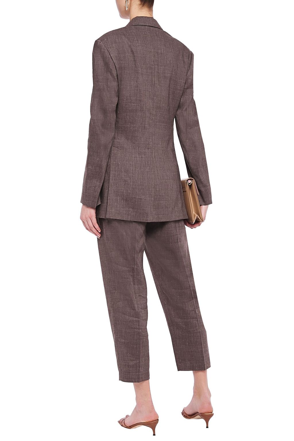BRUNELLO CUCINELLI Embellished mélange linen-blend blazer