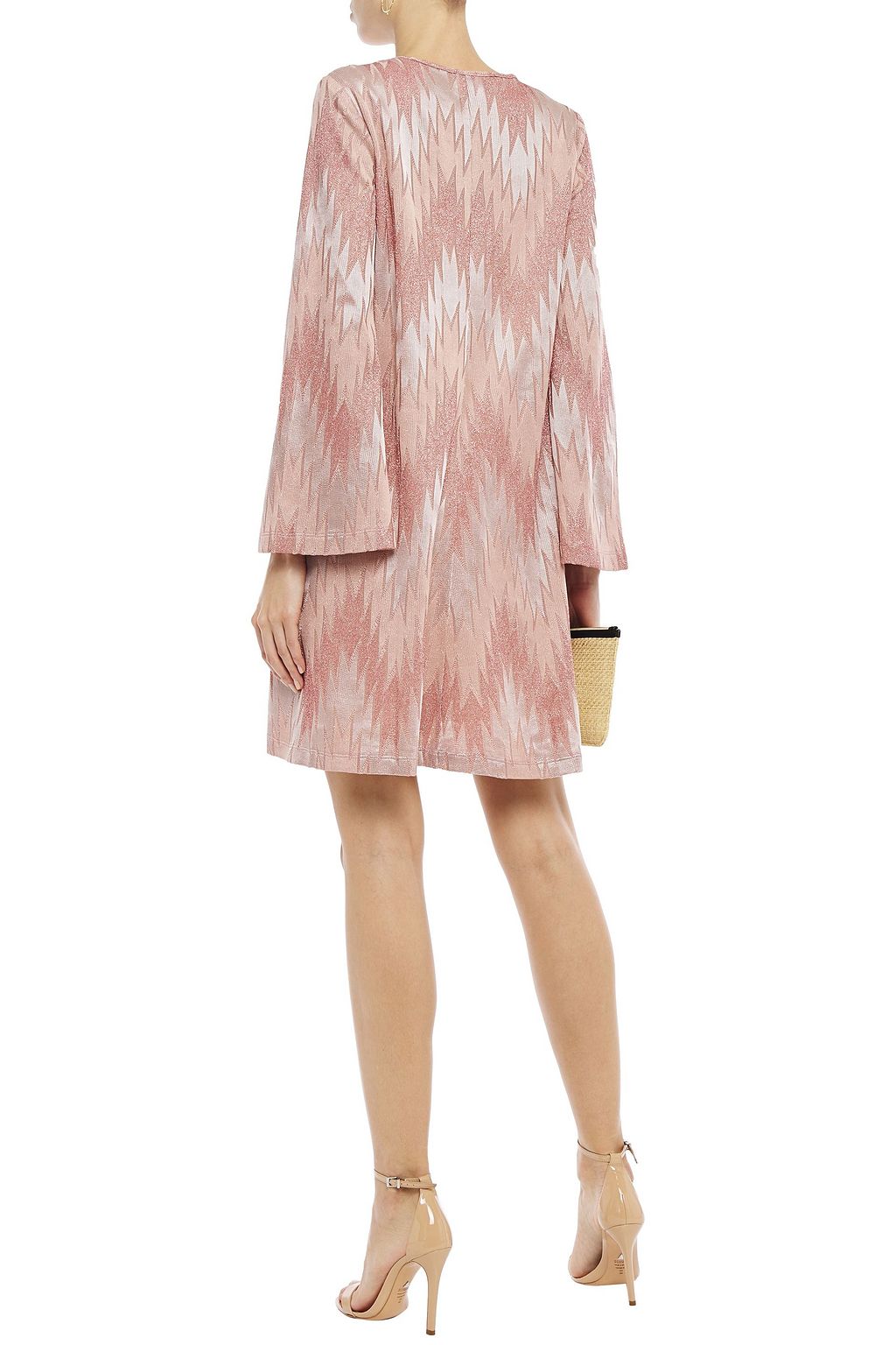 M MISSONI Flared metallic crochet-knit mini dress