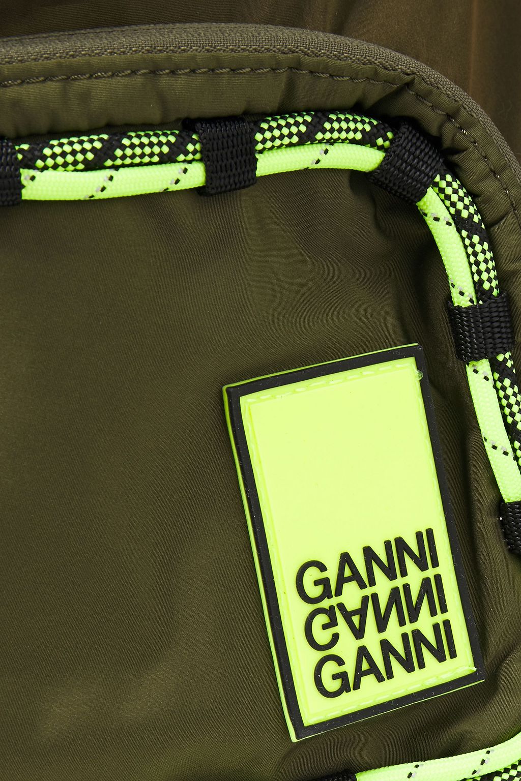 GANNI Neon-trimmed logo-print shell backpack