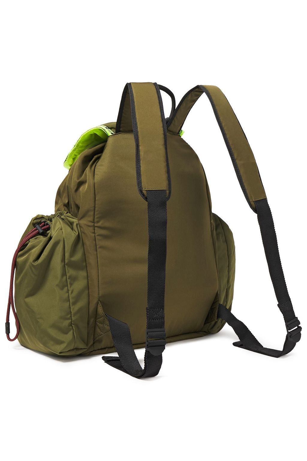 GANNI Neon-trimmed logo-print shell backpack