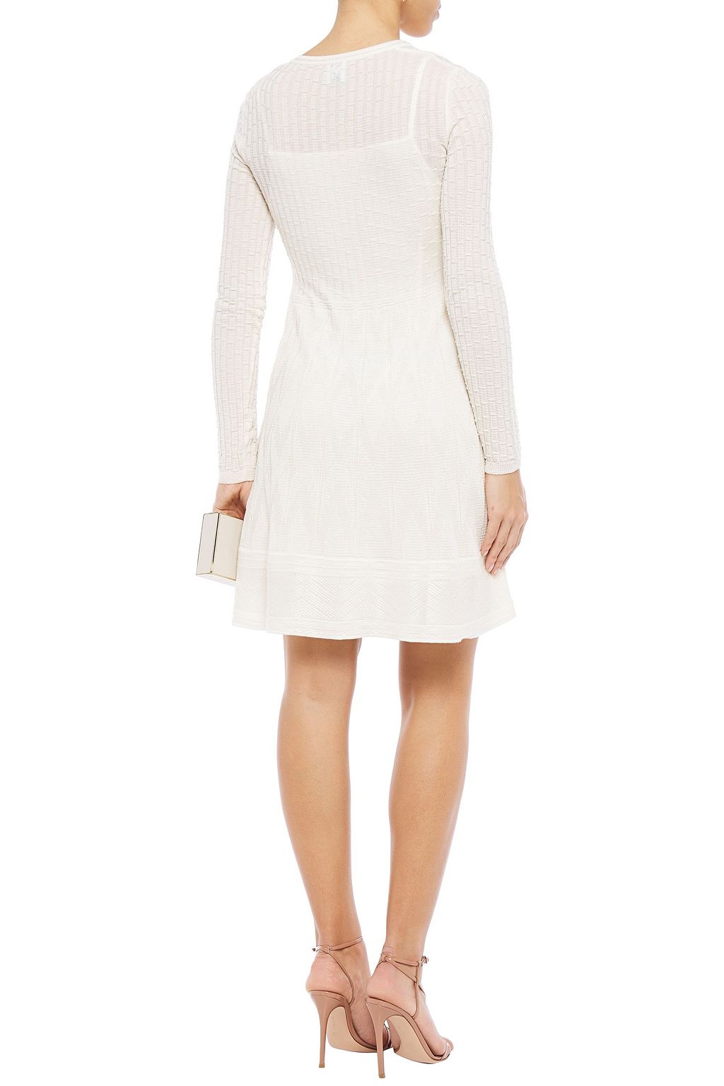 M MISSONI Pleated crochet-knit wool-blend dress
