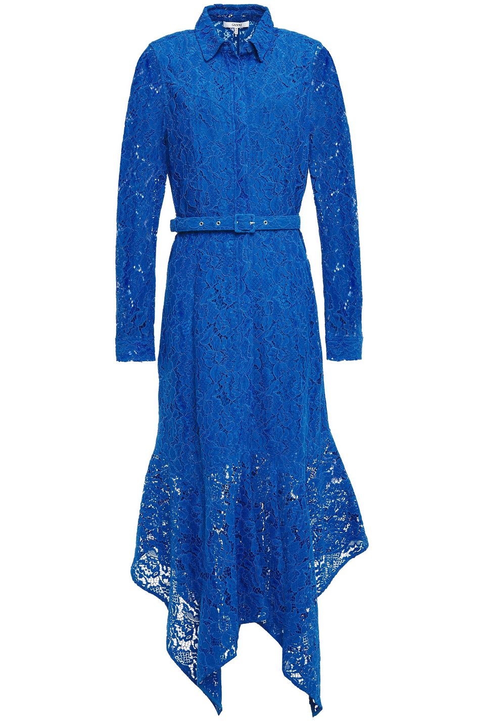 ganni blue lace dress