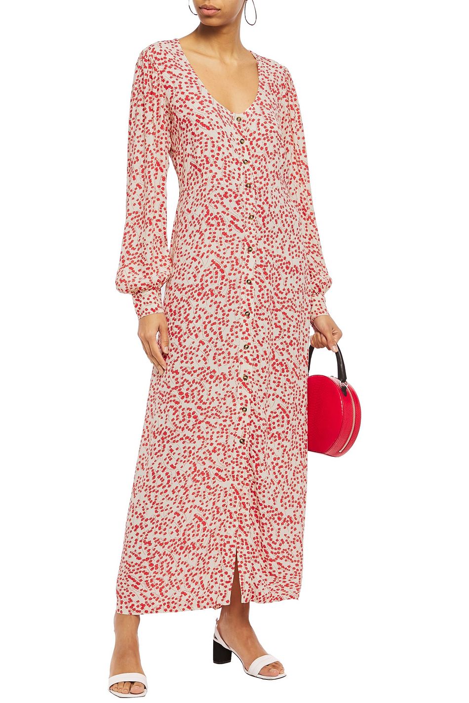 ganni floral crepe dress