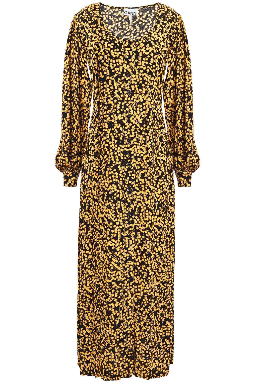 ganni floral crepe dress