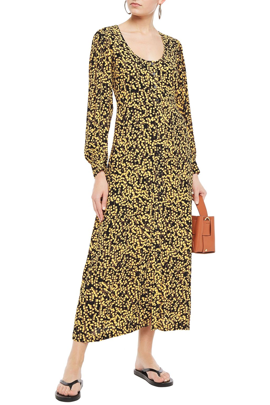 GANNI Floral-print crepe maxi dress