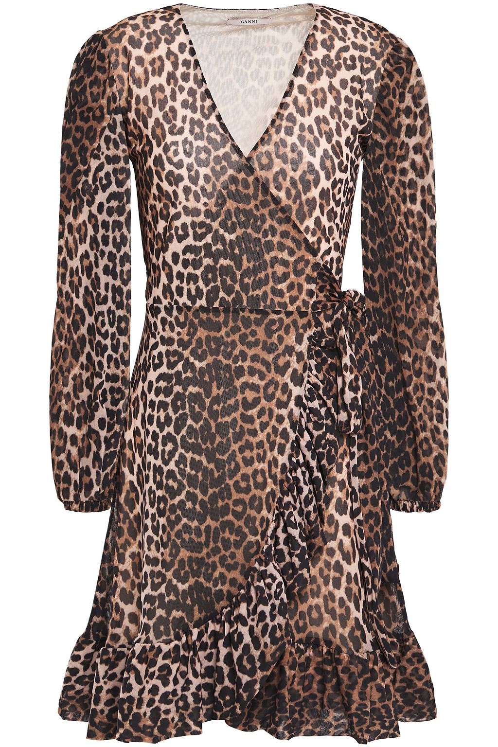 ganni leopard mesh dress