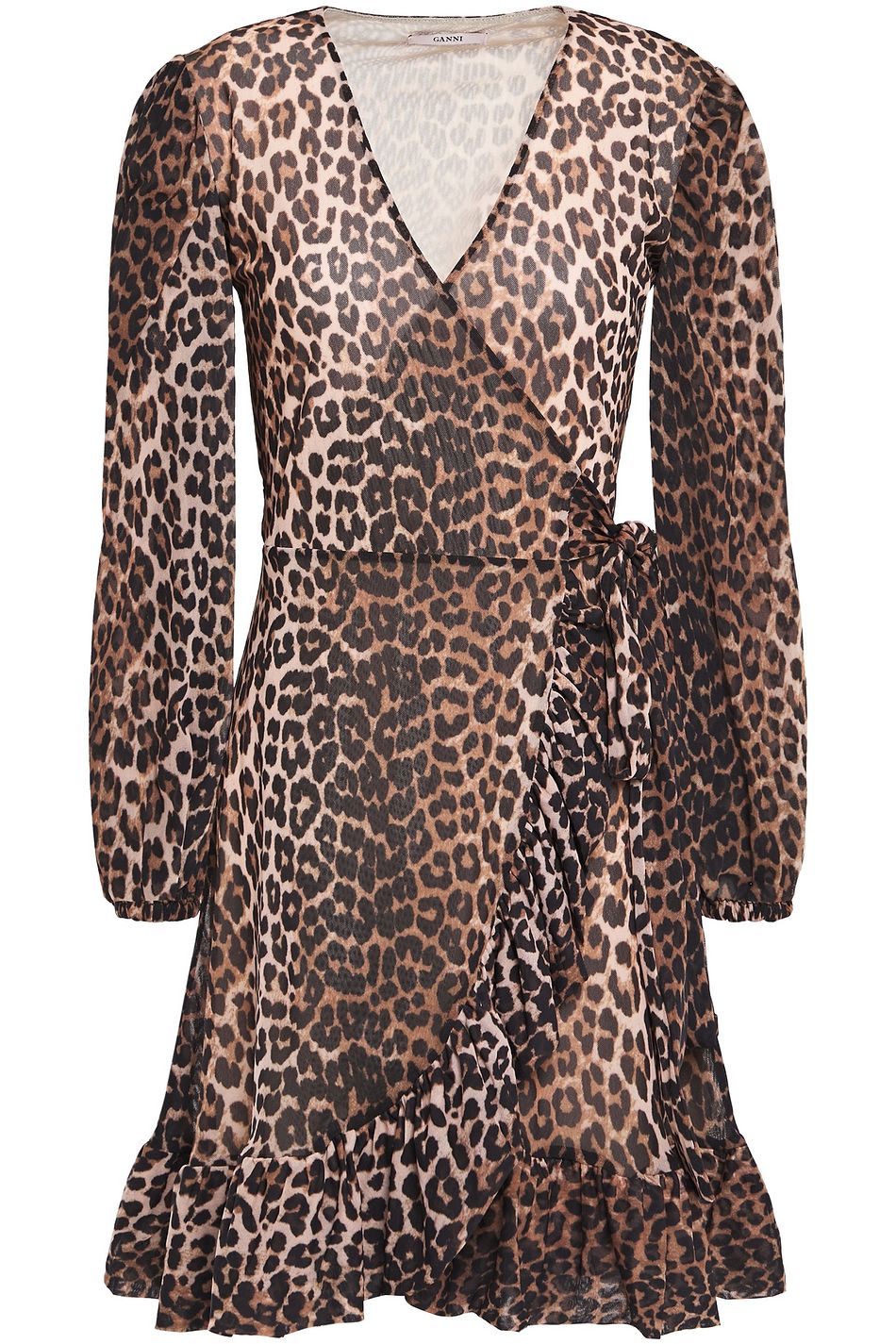 ganni leopard wrap dress