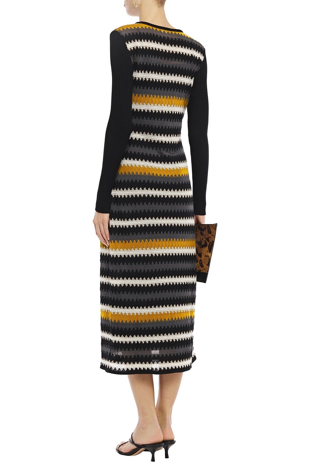 M MISSONI Paneled crochet-knit wool-blend midi dress