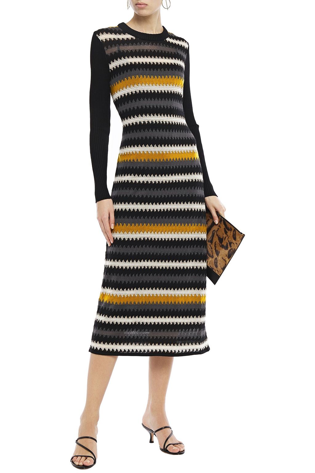 M MISSONI Paneled crochet-knit wool-blend midi dress