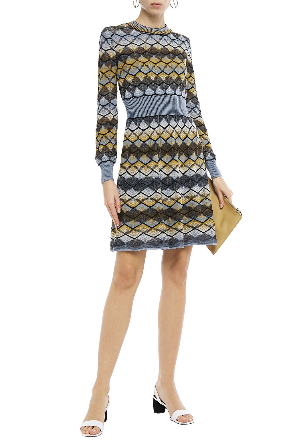 M MISSONI Flared crochet-knit wool-blend mini dress