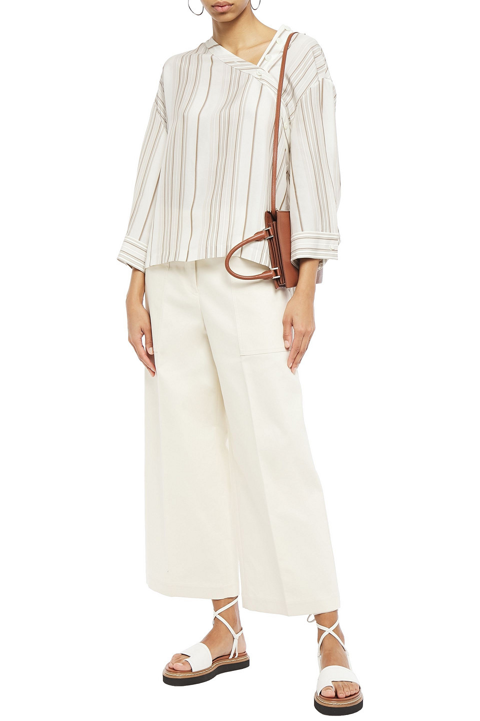 Click to view more detailed imagery on our partner's website Jil Sander Cropped Cotton-gabardine Wide-leg Pants In White
