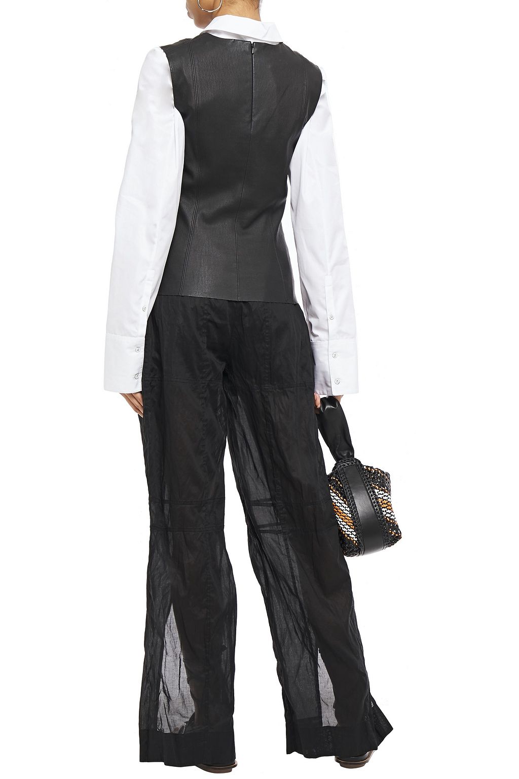 JIL SANDER Cotton-organza wide-leg pants