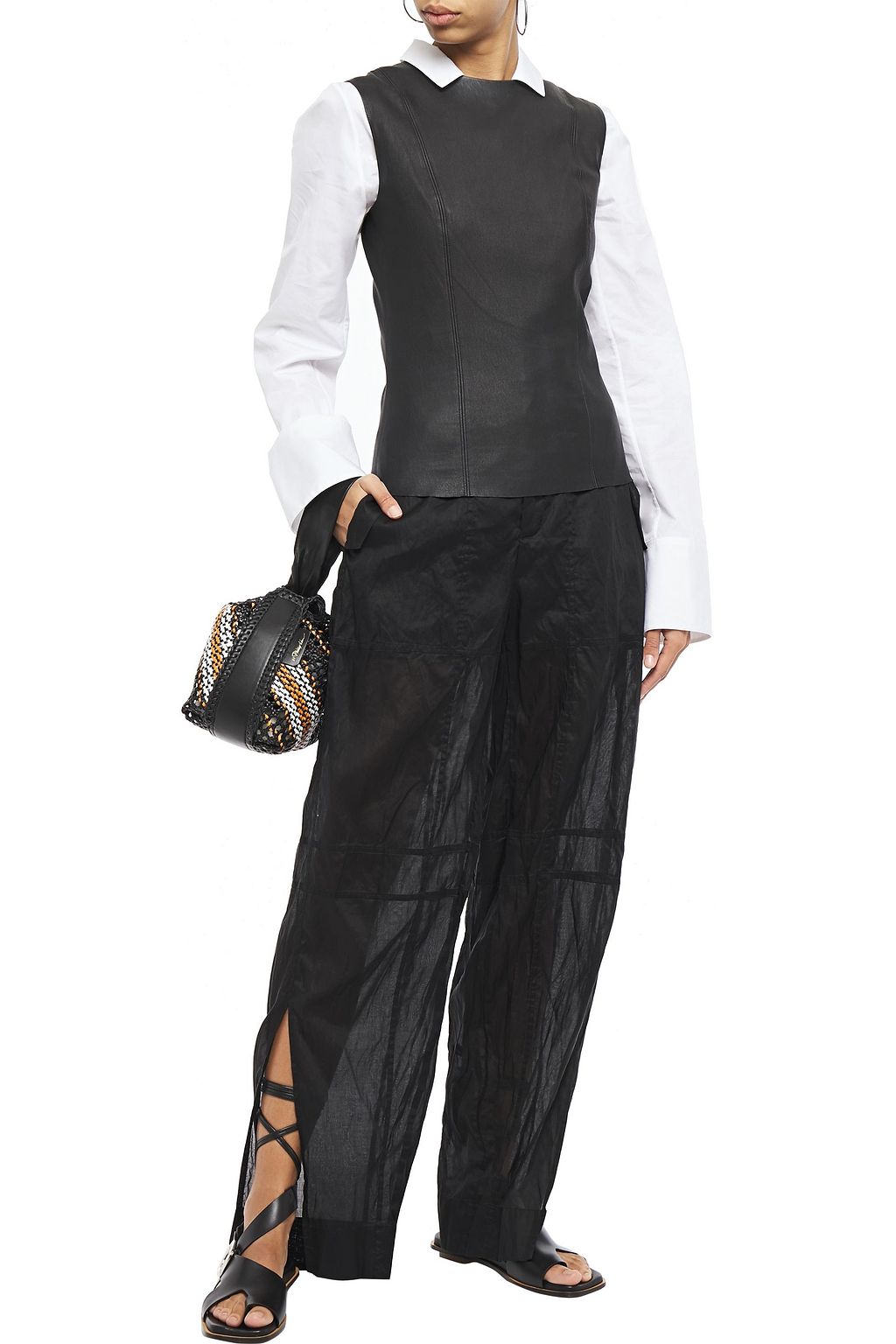 JIL SANDER Cotton-organza wide-leg pants