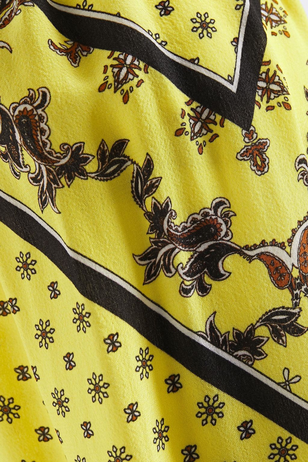 GANNI Paneled printed crepe de chine mini dress