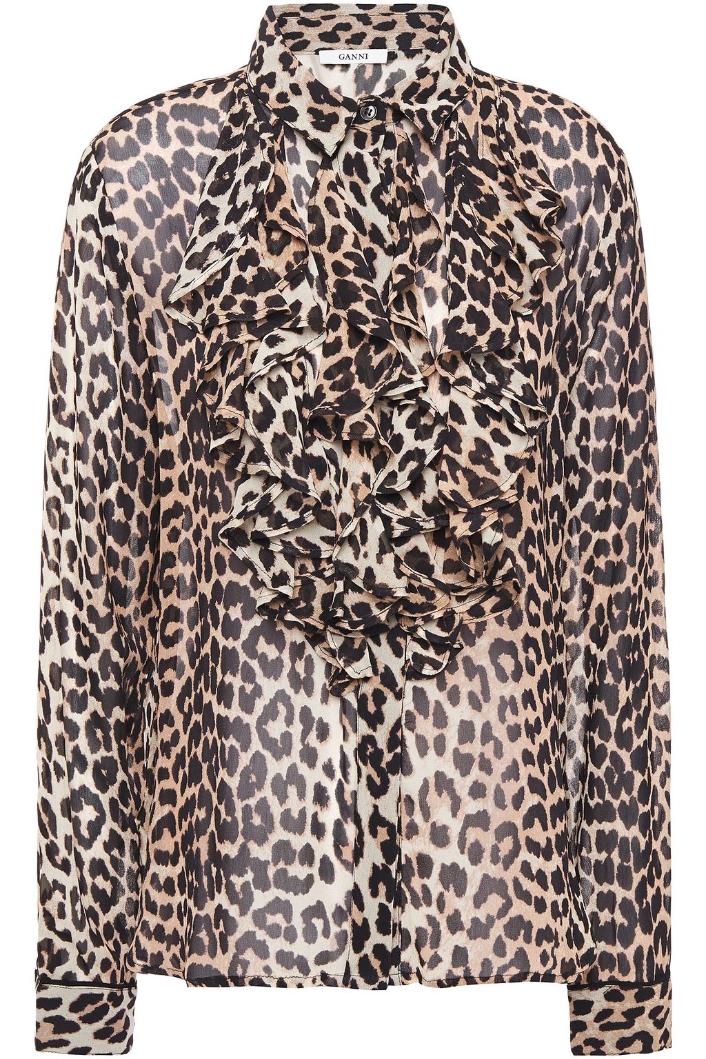ganni mullin georgette leopard
